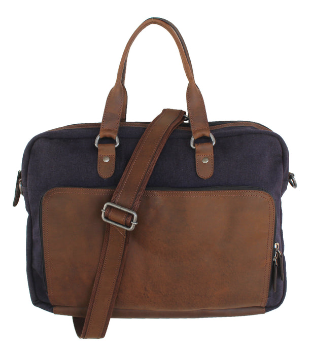 Handcrafted Canvas Office Work Messenger Portfolio Travel Bag Brown 18SKM01