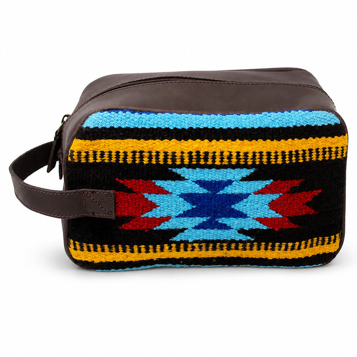 Men Women Western Woven Genuine Leather Toiletry Dopp Kit Cosmetic Travel Bag 18SKTWoolDopp