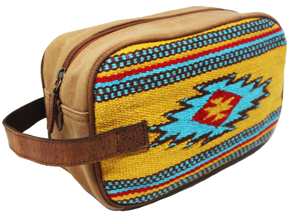 Men Women Western Woven Genuine Leather Toiletry Dopp Kit Cosmetic Travel Bag 18SKTWoolDopp