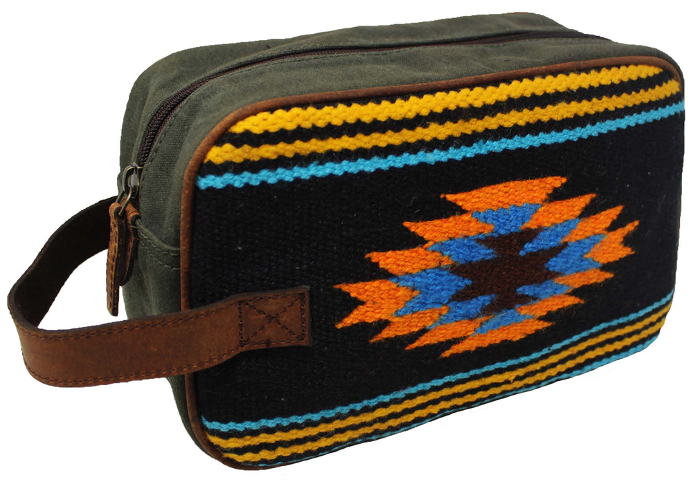Men Women Western Woven Genuine Leather Toiletry Dopp Kit Cosmetic Travel Bag 18SKTWoolDopp
