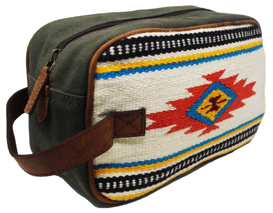 Men Women Western Woven Genuine Leather Toiletry Dopp Kit Cosmetic Travel Bag 18SKTWoolDopp