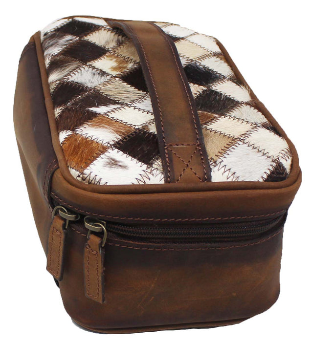 Men's Women Western Genuine Leather Toiletry Dopp Kit Shaving Cosmetic Travel Bag 18SKTLeatherDopp