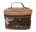 Women's Western Antique Floral Basket Cowhide Tooled Leather Cosmetic Travel Train Bag 18Train