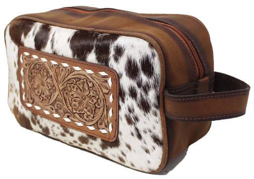 Men's Women Western Genuine Leather Toiletry Dopp Kit Shaving Cosmetic Travel Bag 18SKTLeatherDopp