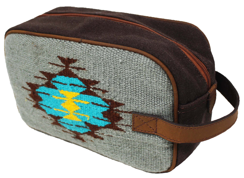 Men Women Western Woven Genuine Leather Toiletry Dopp Kit Cosmetic Travel Bag 18SKTWoolDopp