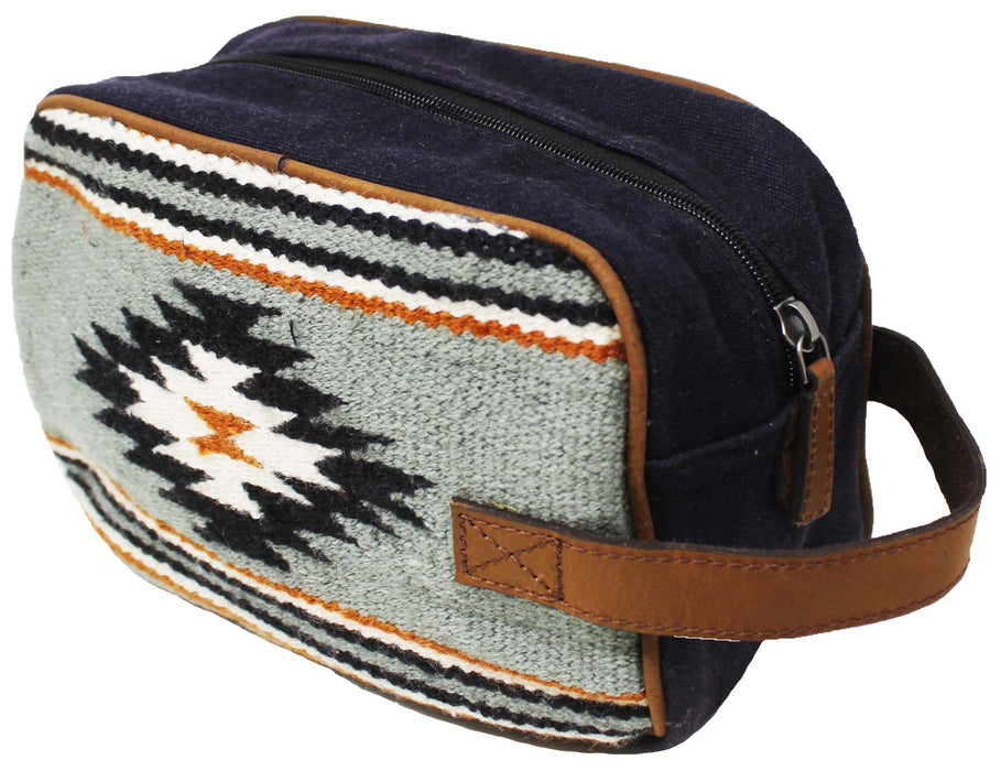 Men Women Western Woven Genuine Leather Toiletry Dopp Kit Cosmetic Travel Bag 18SKTWoolDopp