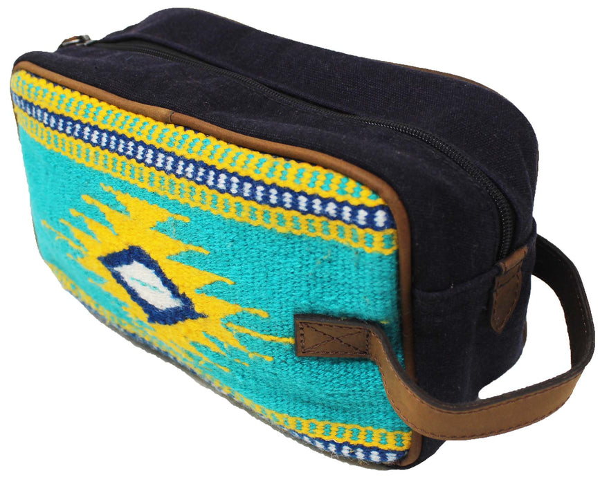 Men Women Western Woven Genuine Leather Toiletry Dopp Kit Cosmetic Travel Bag 18SKTWoolDopp