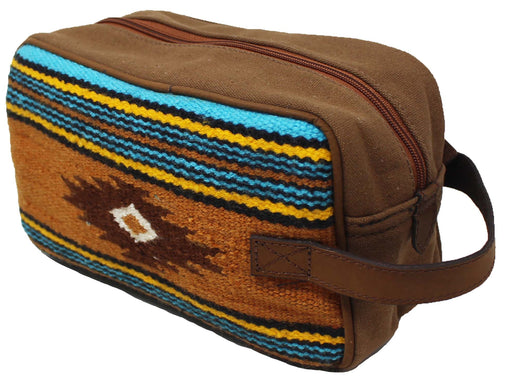 Men's Western Canvas Saddle Rug Handwoven Toiletry Dopp Kit Travel Bag 18SKT25