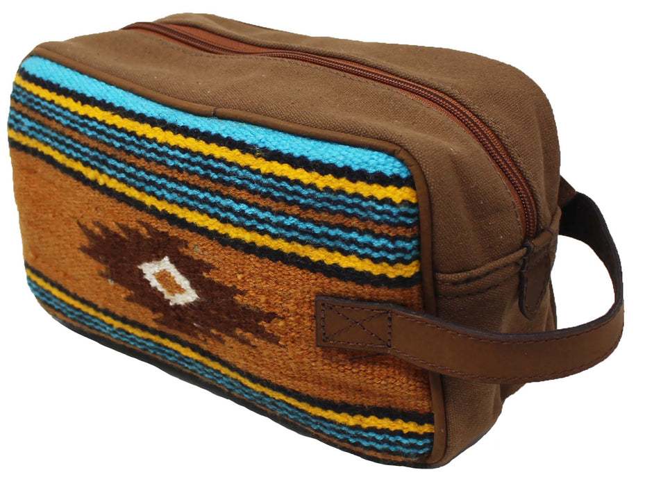 Men Women Western Woven Genuine Leather Toiletry Dopp Kit Cosmetic Travel Bag 18SKTWoolDopp