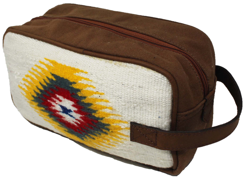 Men Women Western Woven Genuine Leather Toiletry Dopp Kit Cosmetic Travel Bag 18SKTWoolDopp