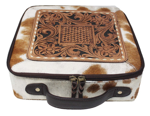 Women's Western Small Travel Tooled Leather Jewelry Travel Case 18ZIJ