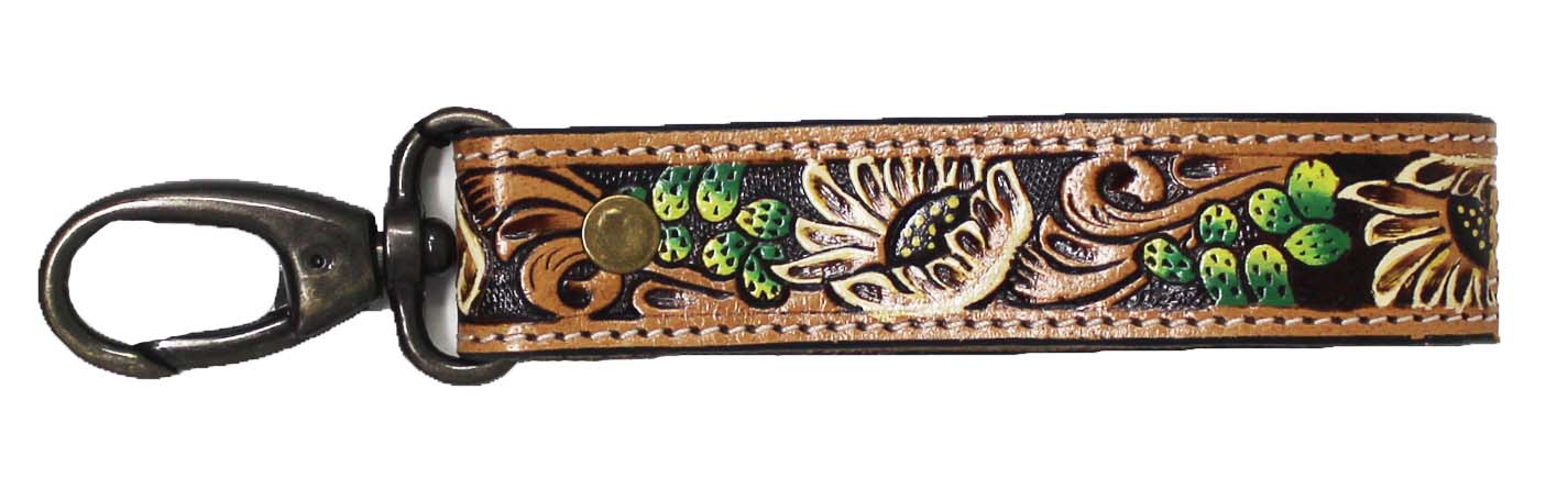 Horse Western Tooled Handcrafted Leather Lanyard Strap Keychain Key Fob Wristlet 19FK
