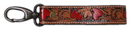 Western Hearts Tooled Handcrafted Leather Lanyard Strap Keychain Key Fob Wristlet 19FK08
