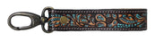 Horse Western Turquoise Floral Tooled Handcrafted Leather Lanyard Strap Keychain Key Fob Wristlet 19FK09