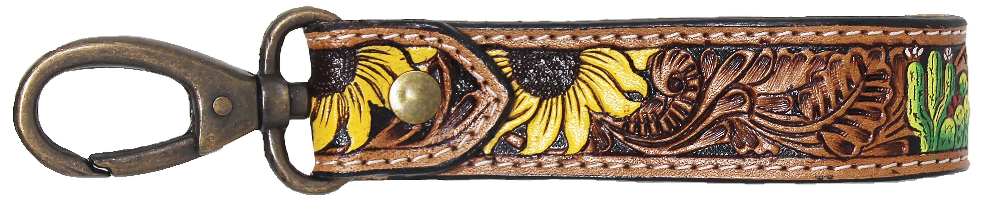 Horse Western Tooled Handcrafted Leather Lanyard Strap Keychain Key Fob Wristlet 19FK