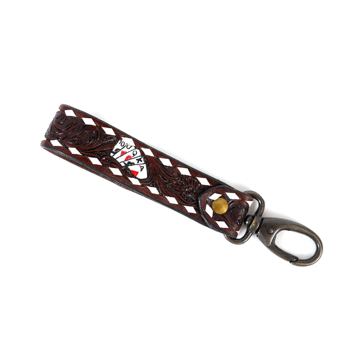 Horse Western Tooled Handcrafted Leather Lanyard Strap Keychain Key Fob Wristlet 19FK