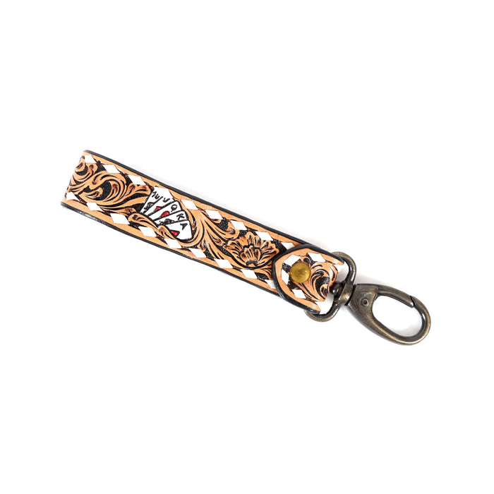 Horse Western Tooled Handcrafted Leather Lanyard Strap Keychain Key Fob Wristlet 19FK