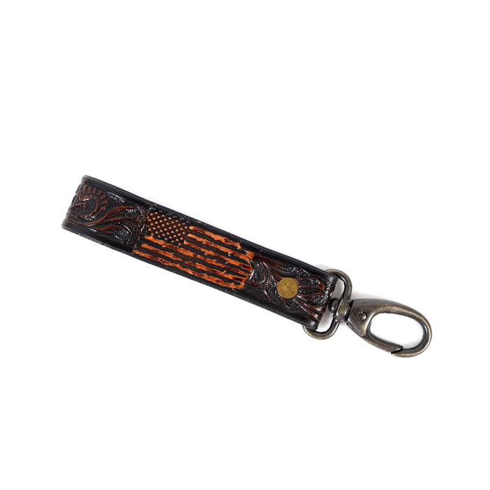 Horse Western Tooled Handcrafted Leather Lanyard Strap Keychain Key Fob Wristlet 19FK