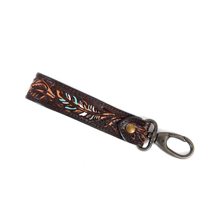 Horse Western Tooled Handcrafted Leather Lanyard Strap Keychain Key Fob Wristlet 19FK