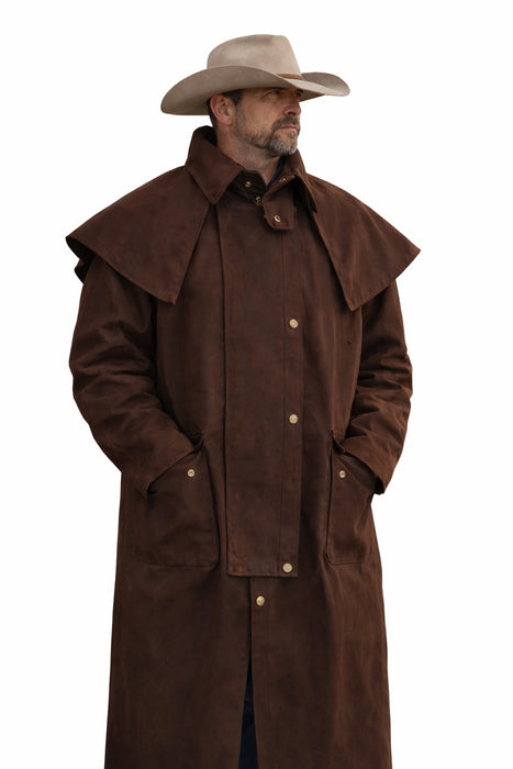 MENS OIL CLOTH OILSKIN WESTERN AUSTRALIAN DROVER WATERPROOF DUSTER COAT JACKET 23101