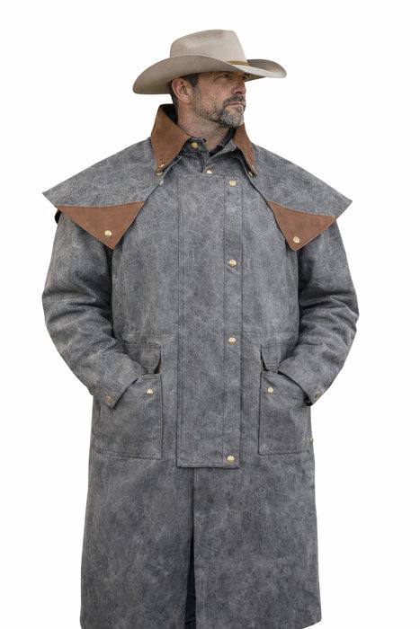 MENS OIL CLOTH OILSKIN WESTERN AUSTRALIAN DROVER WATERPROOF DUSTER COAT JACKET 23101