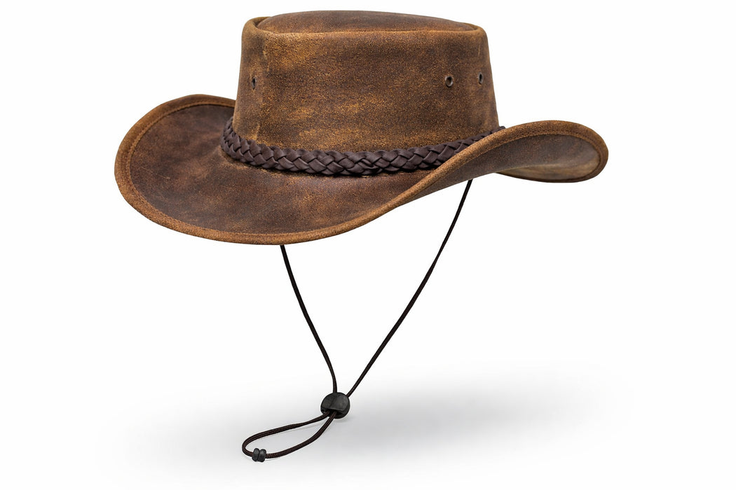 Men's Western Outback Waterproof Oiled Crushable Leather Hat 4H08