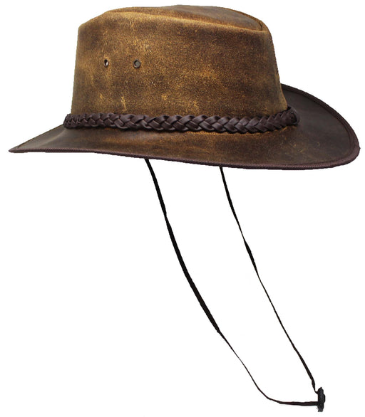 Men's Western Outback Waterproof Oiled Crushable Leather Hat 4H08