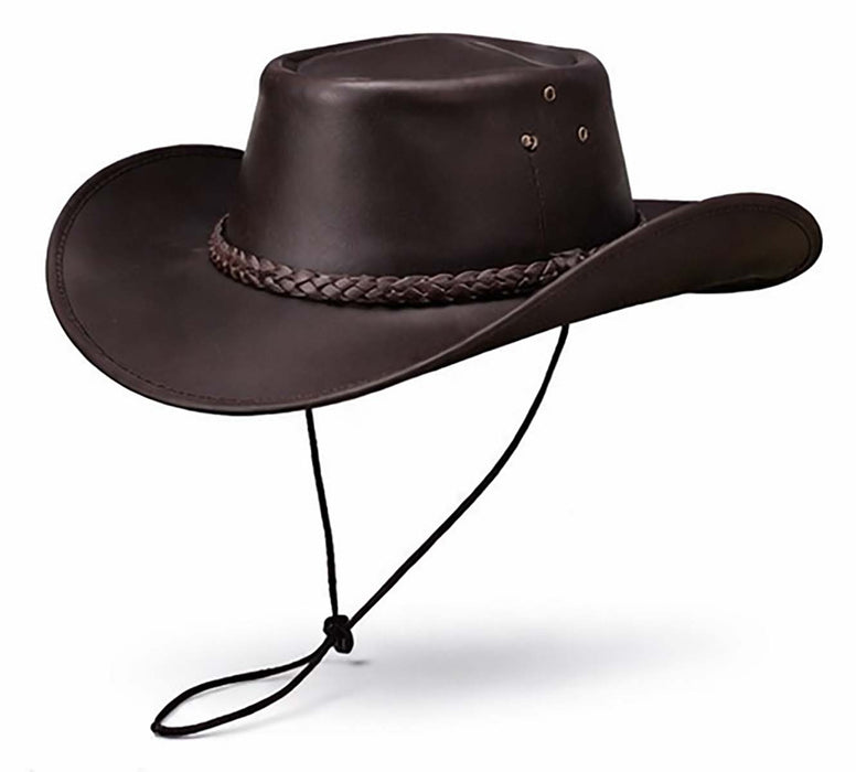 Men's Western Outback Waterproof Oiled Crushable Leather Hat 4H08