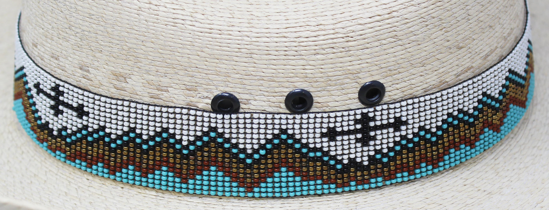 Western 1-1/4" Wide Unisex Handmade Beaded Rodeo Stretchy Elastic Hat Band 24RSE01