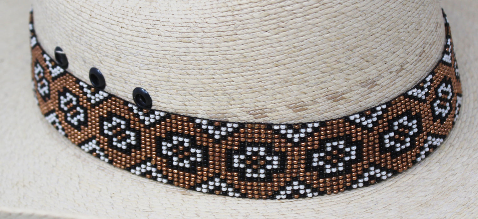 Western 1-1/4" Wide Unisex Handmade Beaded Rodeo Stretchy Elastic Hat Band 24RSE01