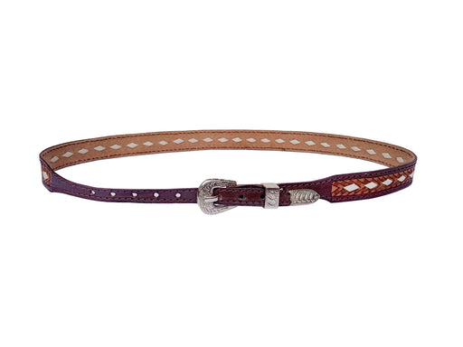 Western Brown Leather Hatband 5/8" Antique Basket Weave Tooled w/ Rawhide Accents Adjustable Buckle 24RSK11-C