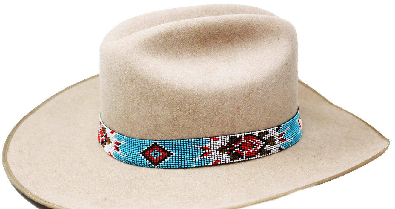 1" Western Handmade Beaded Southwest Rodeo Stretchy Hat Band Hat Band 24RTE12