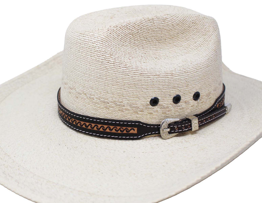 Western Tan Braided Leather Adjustable Buckle Hat Band with Buckle 24RTK