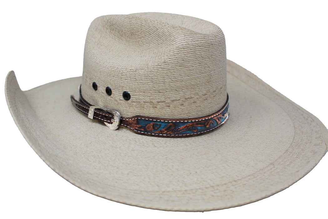 Western Tan Braided Leather Adjustable Buckle Hat Band with Buckle 24RTK
