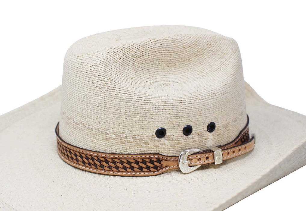 Western Tan Braided Leather Adjustable Buckle Hat Band with Buckle 24RTK