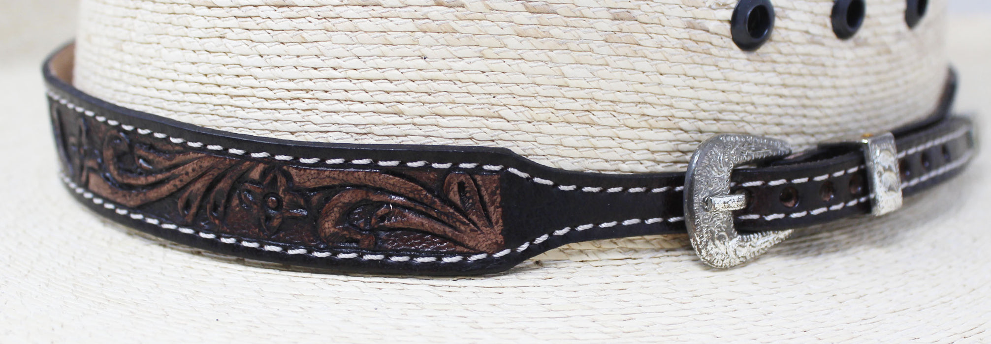 Western Tan Braided Leather Adjustable Buckle Hat Band with Buckle 24RTK