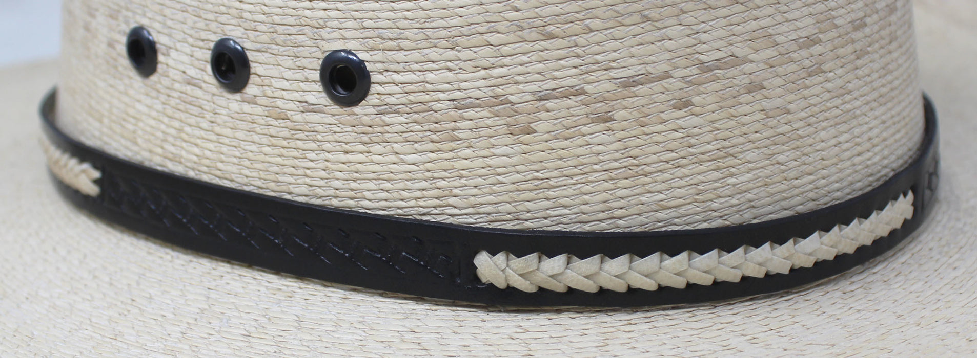 Western Tan Braided Leather Adjustable Buckle Hat Band with Buckle 24RTK