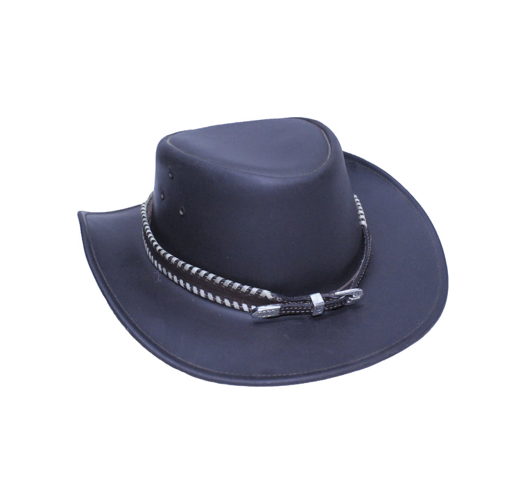 Western Tan Braided Leather Adjustable Buckle Hat Band with Buckle 24RTK