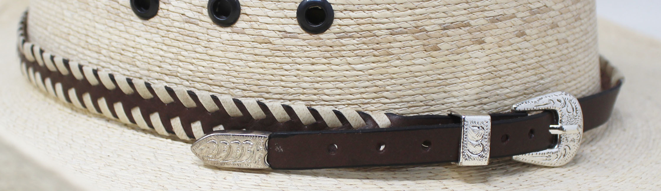 Western Tan Braided Leather Adjustable Buckle Hat Band with Buckle 24RTK