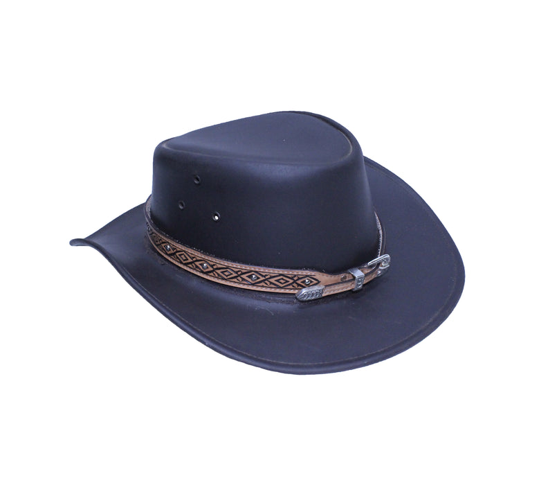 Western Tan Braided Leather Adjustable Buckle Hat Band with Buckle 24RTK