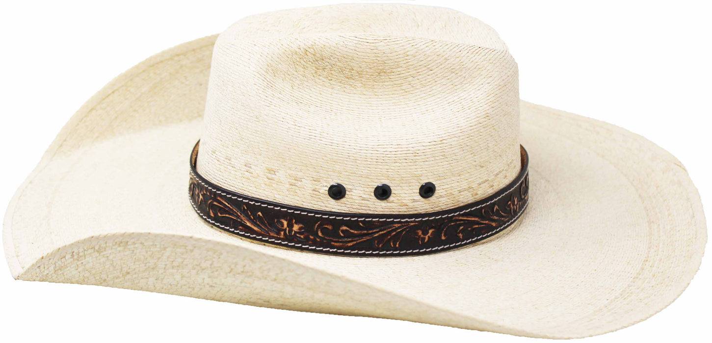 1" Wide Handcrafted Western Floral Tooled Leather Hat Band 24RTL
