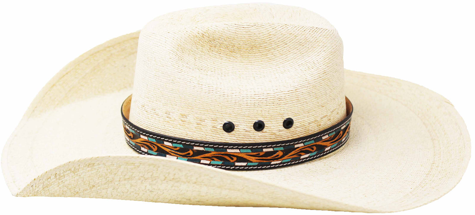1" Wide Handcrafted Western Floral Tooled Leather Hat Band 24RTL