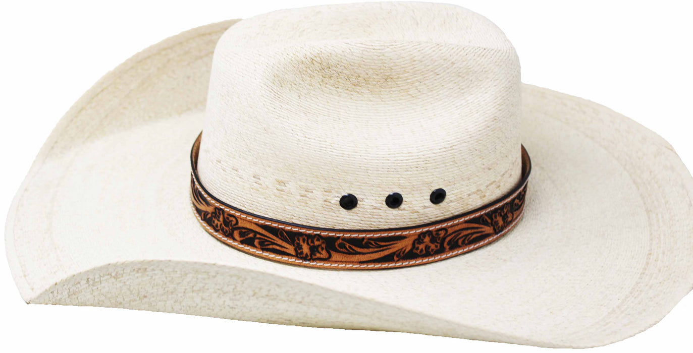 1" Wide Handcrafted Western Floral Tooled Leather Hat Band 24RTL