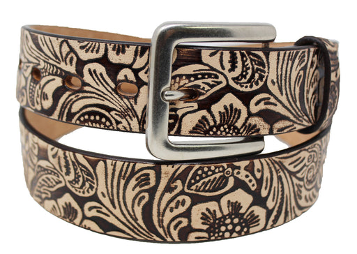 Men's Western Rodeo Fashion Tooled Floral Genuine Leather Belt 2647RS