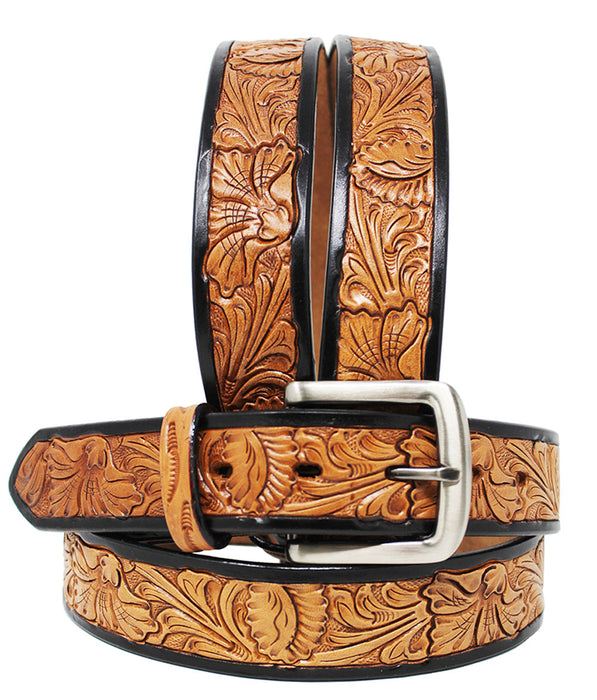 1.5" wide Men's Women Cowboy Western Fashion Tooled Leather Belt  265758