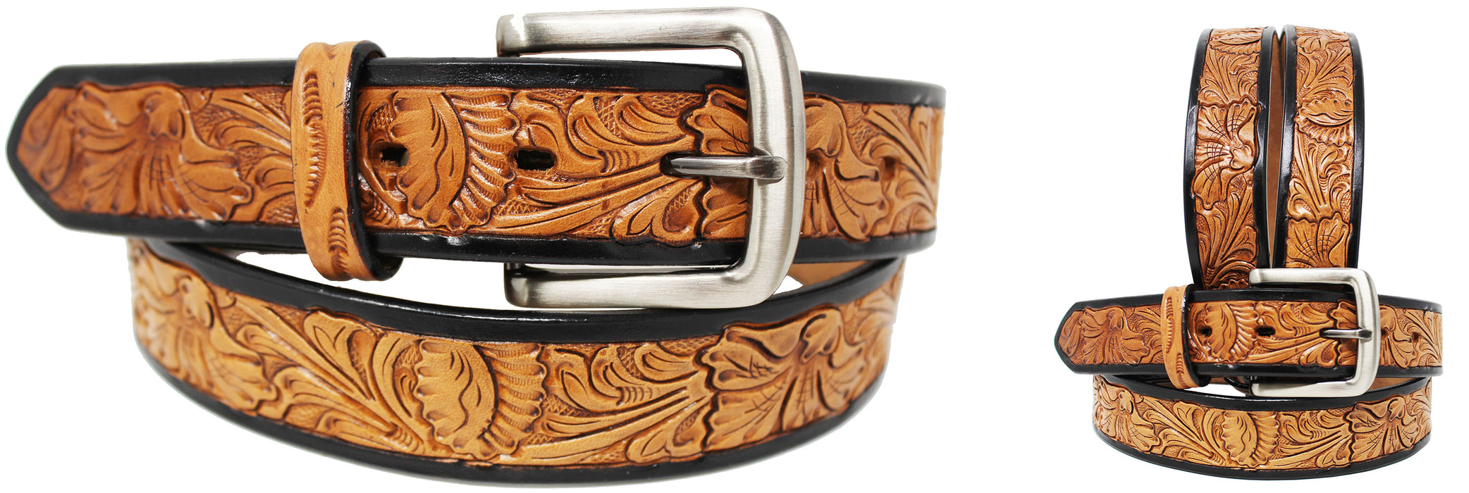 1.5" wide Men's Women Cowboy Western Fashion Tooled Leather Belt  265758