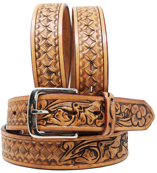 Western 1-1/2" Wide Rodeo Fashion Flower Tooled Leather Belt 2665RS