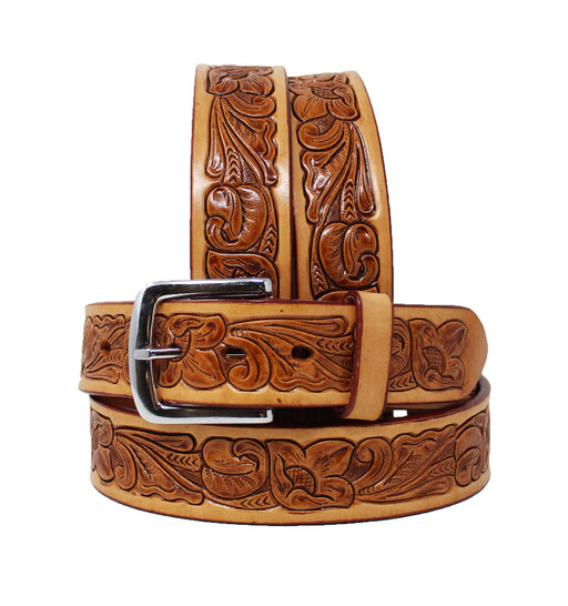 Western 1-1/2" Wide Rodeo Fashion Flower Tooled Leather Belt 2668RS