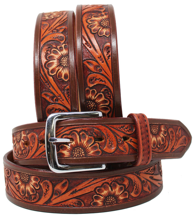 Western 1-1/2" Wide Rodeo Fashion Antique Tooled Leather Belt 2669RS