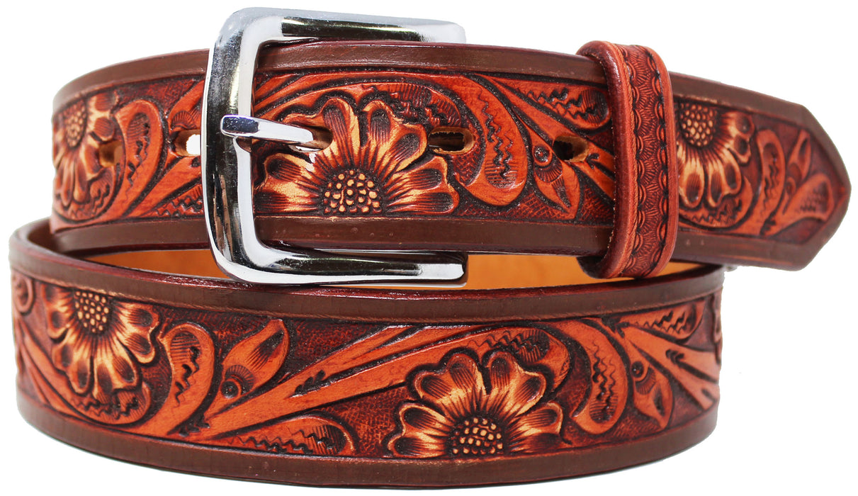 Western 1-1/2" Wide Rodeo Fashion Antique Tooled Leather Belt 2669RS